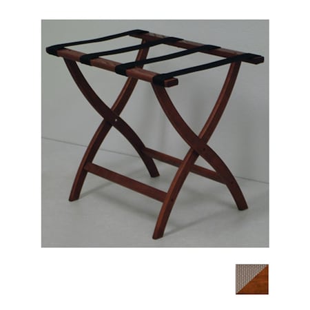 Wooden Mallet Designer Curve Leg Luggage Rack in Mahogany with Tan Webbing - 3.5 in. LR2-MHTAN